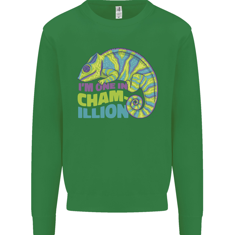 Im One in a Chamillion Funny Chameleon Kids Sweatshirt Jumper Irish Green