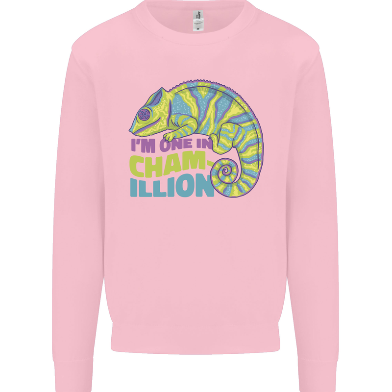 Im One in a Chamillion Funny Chameleon Kids Sweatshirt Jumper Light Pink