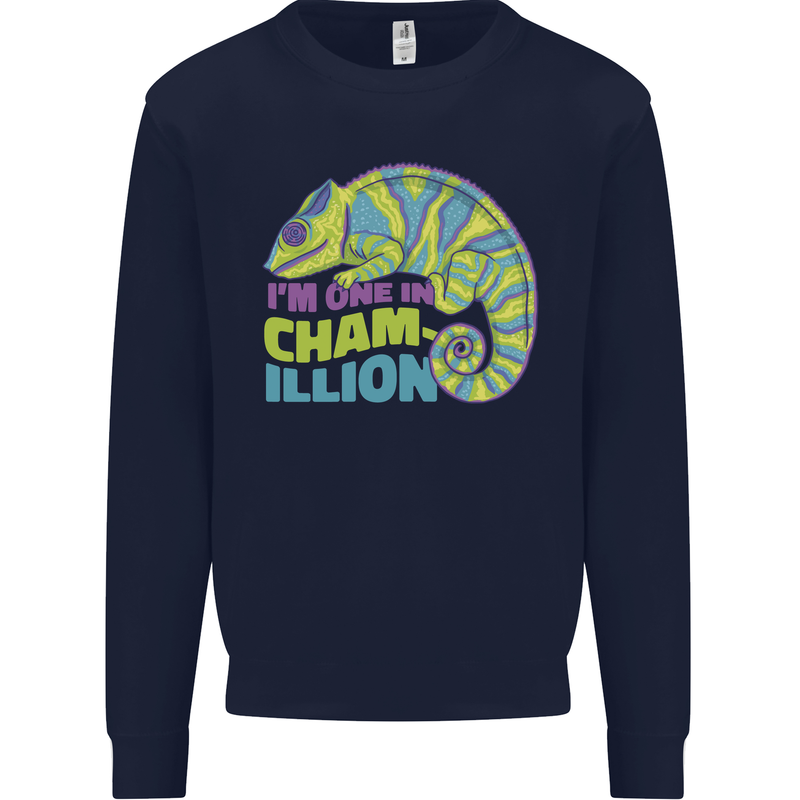 Im One in a Chamillion Funny Chameleon Kids Sweatshirt Jumper Navy Blue