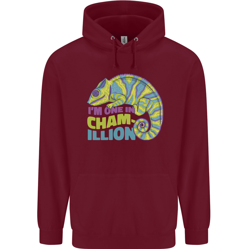 Im One in a Chamillion Funny Chameleon Mens 80% Cotton Hoodie Maroon