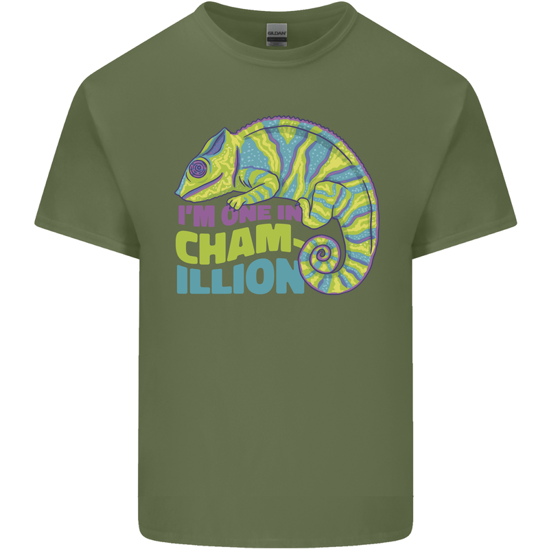 Im One in a Chamillion Funny Chameleon Mens Cotton T-Shirt Tee Top Military Green