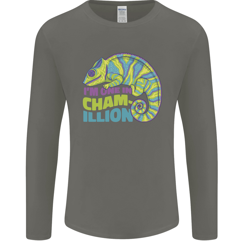 Im One in a Chamillion Funny Chameleon Mens Long Sleeve T-Shirt Charcoal
