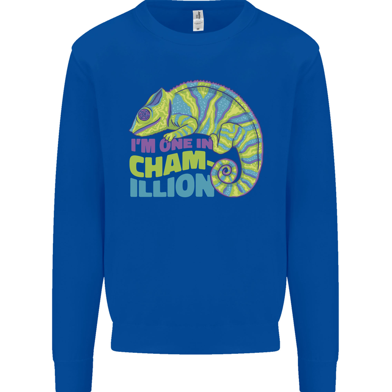 Im One in a Chamillion Funny Chameleon Mens Sweatshirt Jumper Royal Blue