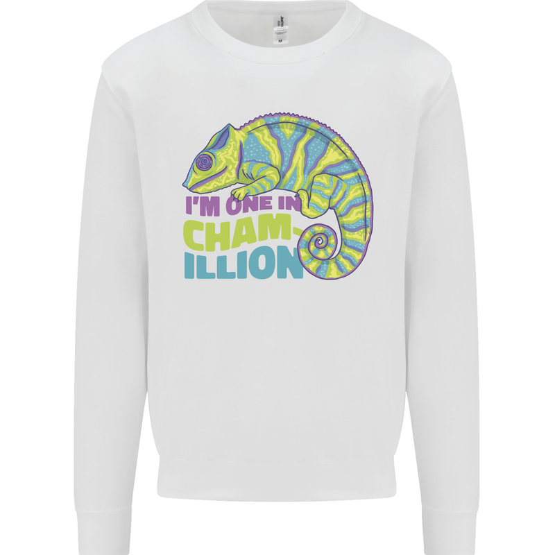 Im One in a Chamillion Funny Chameleon Mens Sweatshirt Jumper White