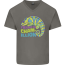 Im One in a Chamillion Funny Chameleon Mens V-Neck Cotton T-Shirt Charcoal
