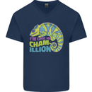 Im One in a Chamillion Funny Chameleon Mens V-Neck Cotton T-Shirt Navy Blue