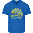 Im One in a Chamillion Funny Chameleon Mens V-Neck Cotton T-Shirt Royal Blue