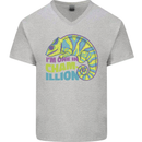 Im One in a Chamillion Funny Chameleon Mens V-Neck Cotton T-Shirt Sports Grey