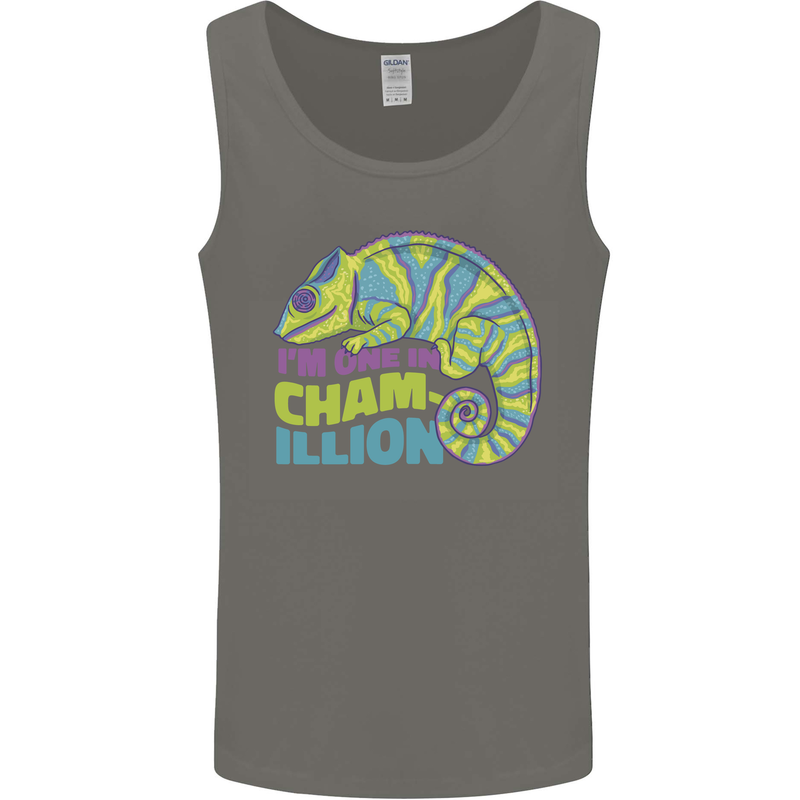 Im One in a Chamillion Funny Chameleon Mens Vest Tank Top Charcoal