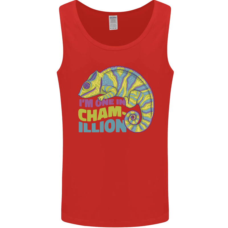 Im One in a Chamillion Funny Chameleon Mens Vest Tank Top Red