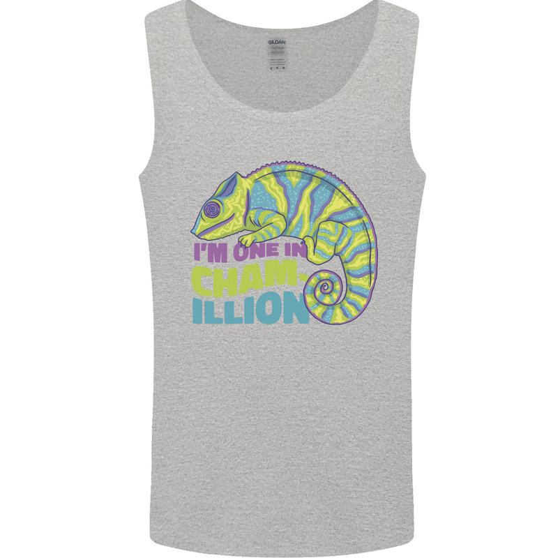 Im One in a Chamillion Funny Chameleon Mens Vest Tank Top Sports Grey