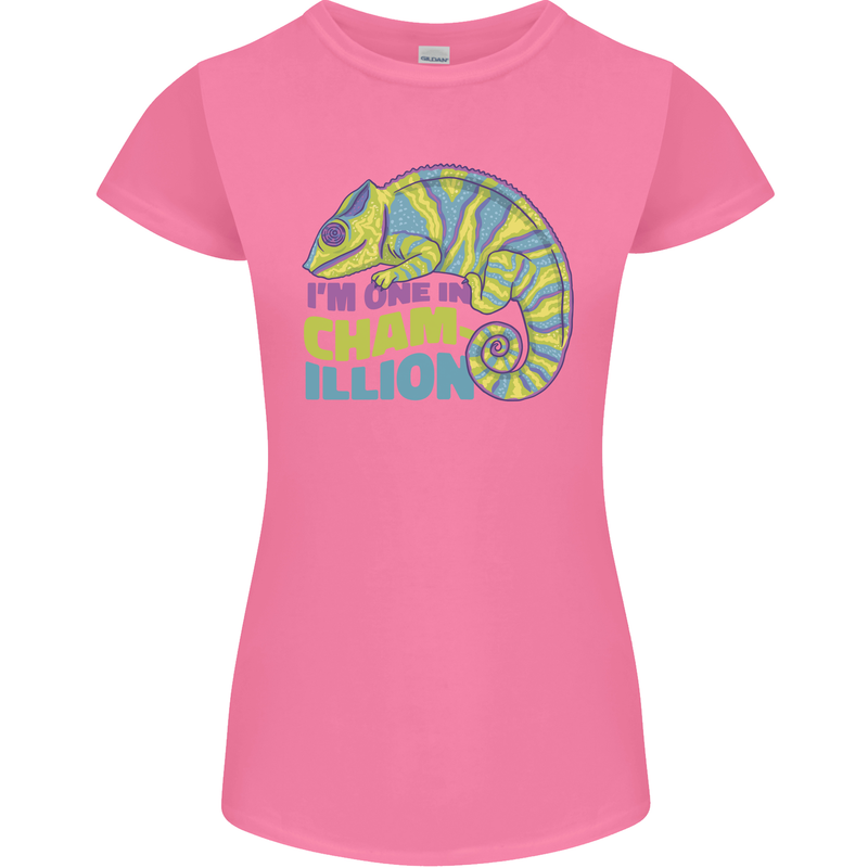 Im One in a Chamillion Funny Chameleon Womens Petite Cut T-Shirt Azalea
