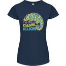 Im One in a Chamillion Funny Chameleon Womens Petite Cut T-Shirt Navy Blue