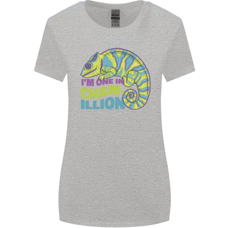Im One in a Chamillion Funny Chameleon Womens Wider Cut T-Shirt Sports Grey