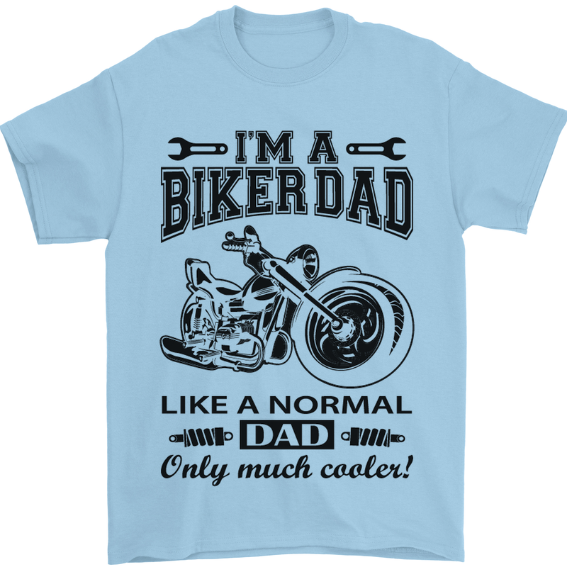 Im a Biker Dad Funny Fathers Day Motorcycle Mens T-Shirt Cotton Gildan Light Blue