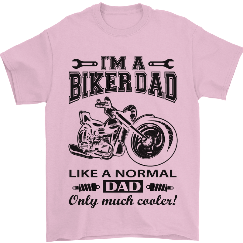Im a Biker Dad Funny Fathers Day Motorcycle Mens T-Shirt Cotton Gildan Light Pink