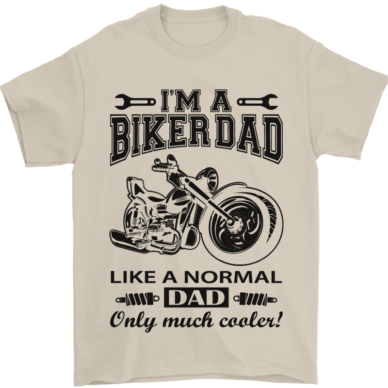 Im a Biker Dad Funny Fathers Day Motorcycle Mens T-Shirt Cotton Gildan Sand