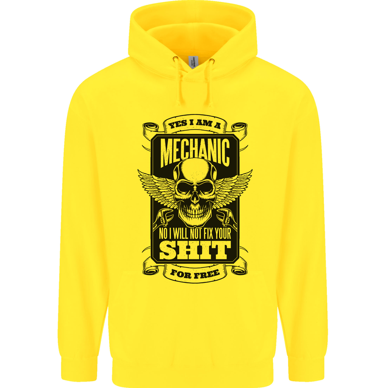 Im a Mechanic No Wont Fix For Free Funny Childrens Kids Hoodie Yellow