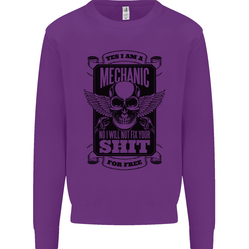 Im a Mechanic No Wont Fix For Free Funny Kids Sweatshirt Jumper Purple