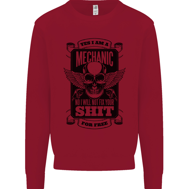 Im a Mechanic No Wont Fix For Free Funny Kids Sweatshirt Jumper Red