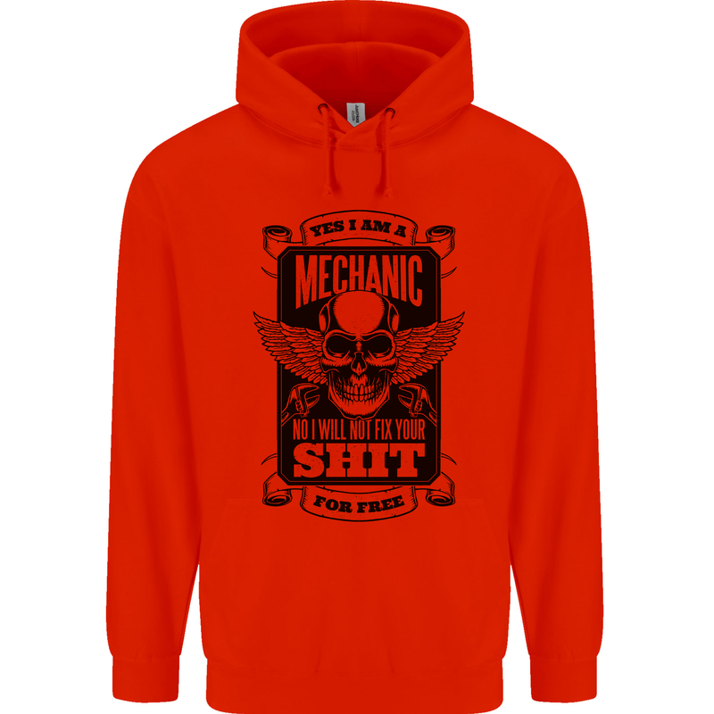 Im a Mechanic No Wont Fix For Free Funny Mens 80% Cotton Hoodie Bright Red