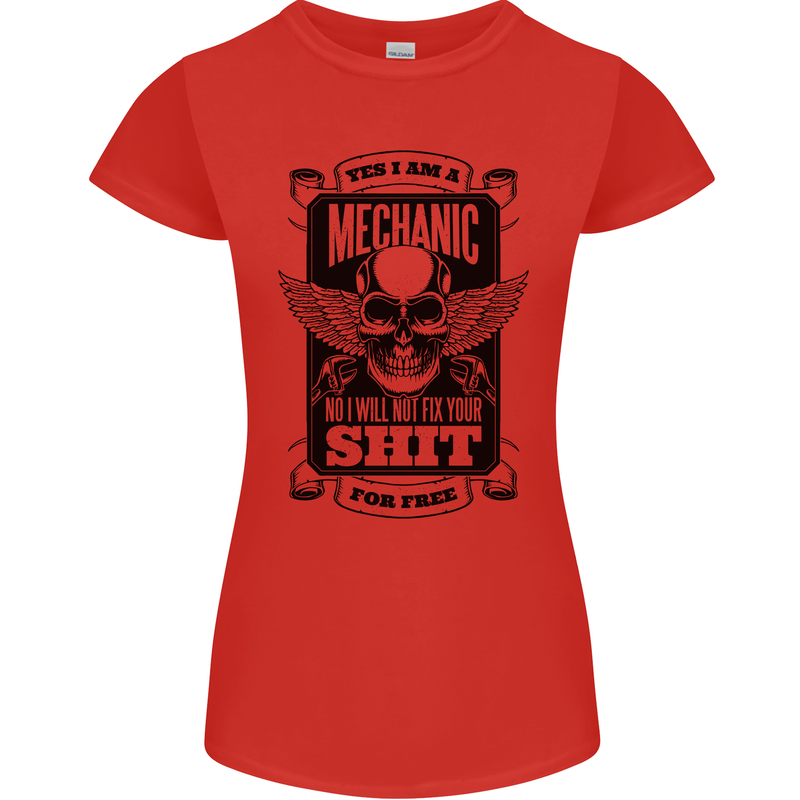 Im a Mechanic No Wont Fix For Free Funny Womens Petite Cut T-Shirt Red