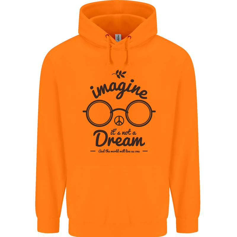 Imagine Its Not a Dream World Peace Hippy Childrens Kids Hoodie Orange