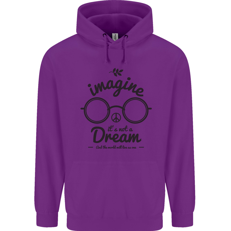 Imagine Its Not a Dream World Peace Hippy Childrens Kids Hoodie Purple