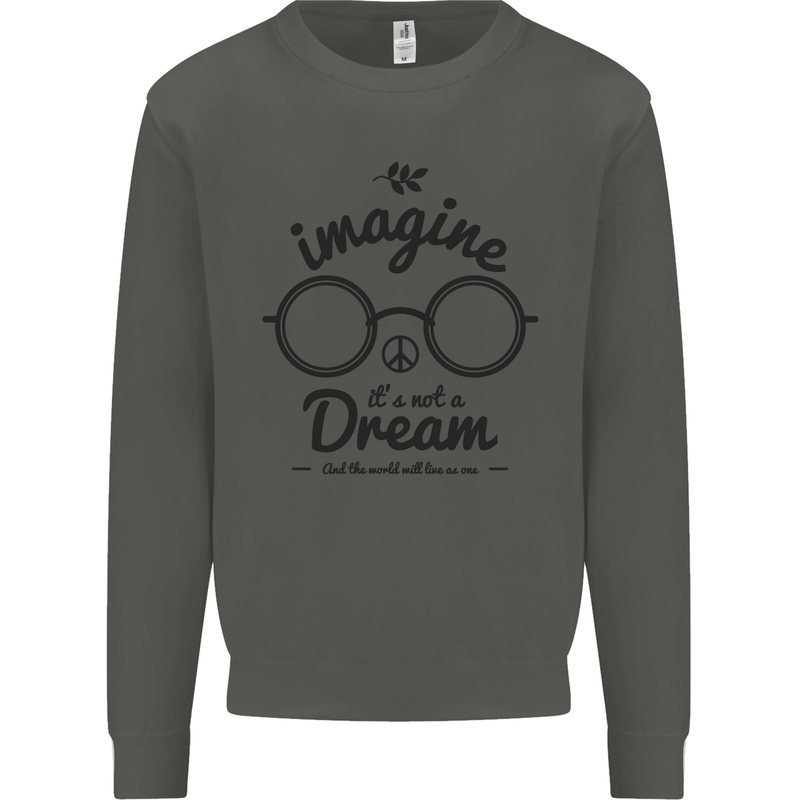 Imagine Its Not a Dream World Peace Hippy Kids Sweatshirt Jumper Storm Grey