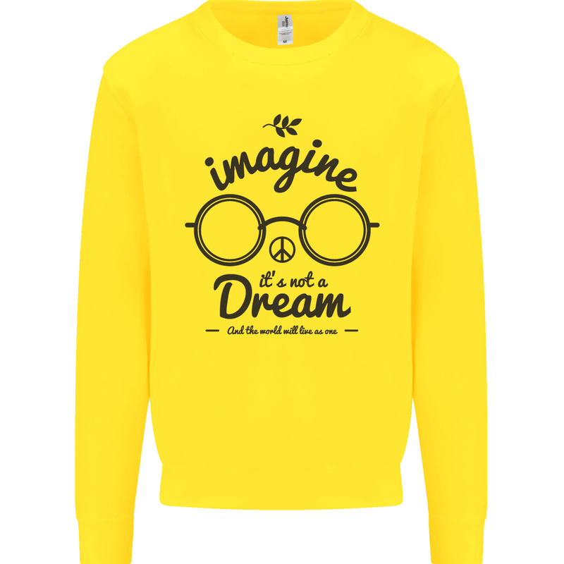 Imagine Its Not a Dream World Peace Hippy Kids Sweatshirt Jumper Yellow