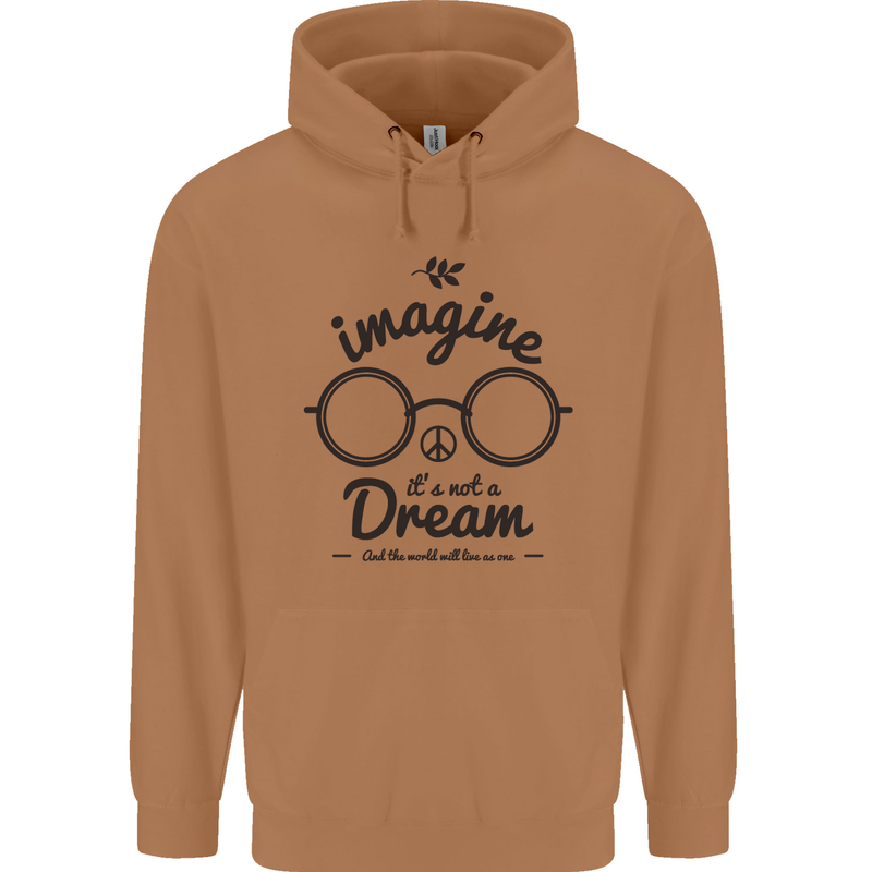 Imagine Its Not a Dream World Peace Hippy Mens 80% Cotton Hoodie Caramel Latte