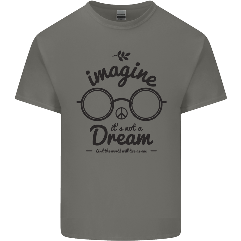 Imagine Its Not a Dream World Peace Hippy Mens Cotton T-Shirt Tee Top Charcoal