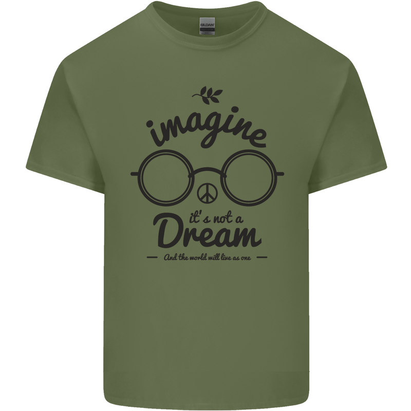 Imagine Its Not a Dream World Peace Hippy Mens Cotton T-Shirt Tee Top Military Green