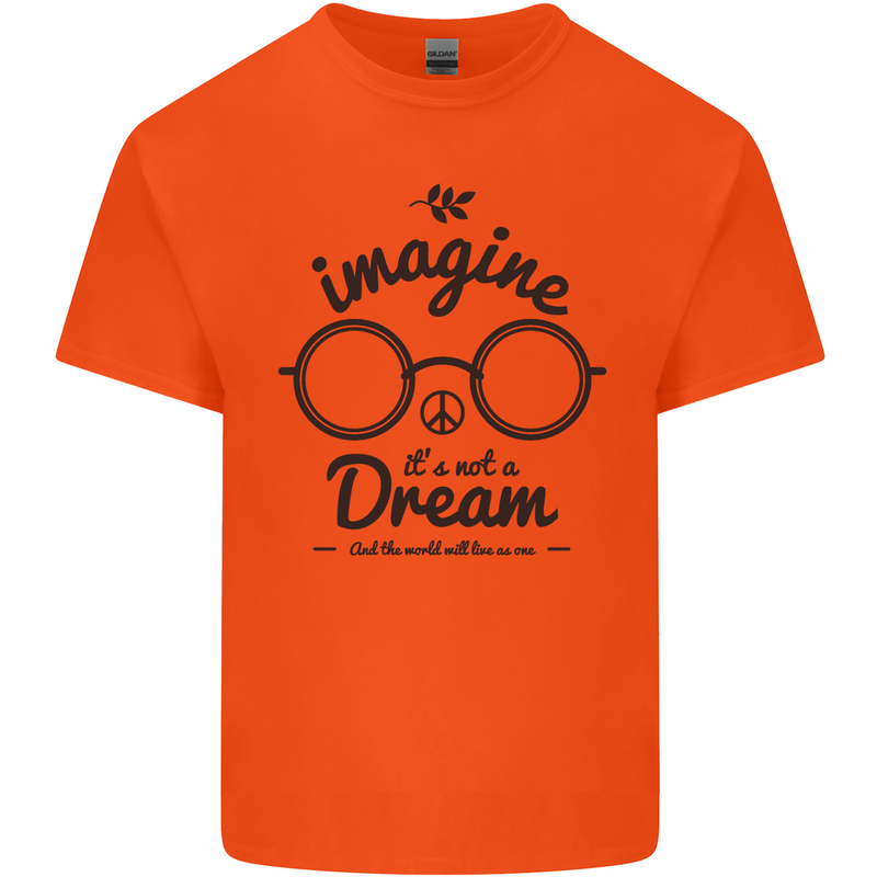 Imagine Its Not a Dream World Peace Hippy Mens Cotton T-Shirt Tee Top Orange