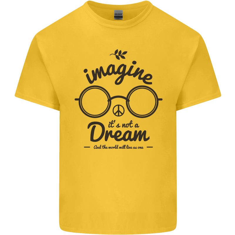Imagine Its Not a Dream World Peace Hippy Mens Cotton T-Shirt Tee Top Yellow