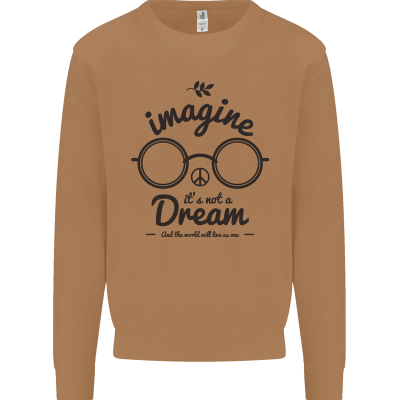 Imagine Its Not a Dream World Peace Hippy Mens Sweatshirt Jumper Caramel Latte