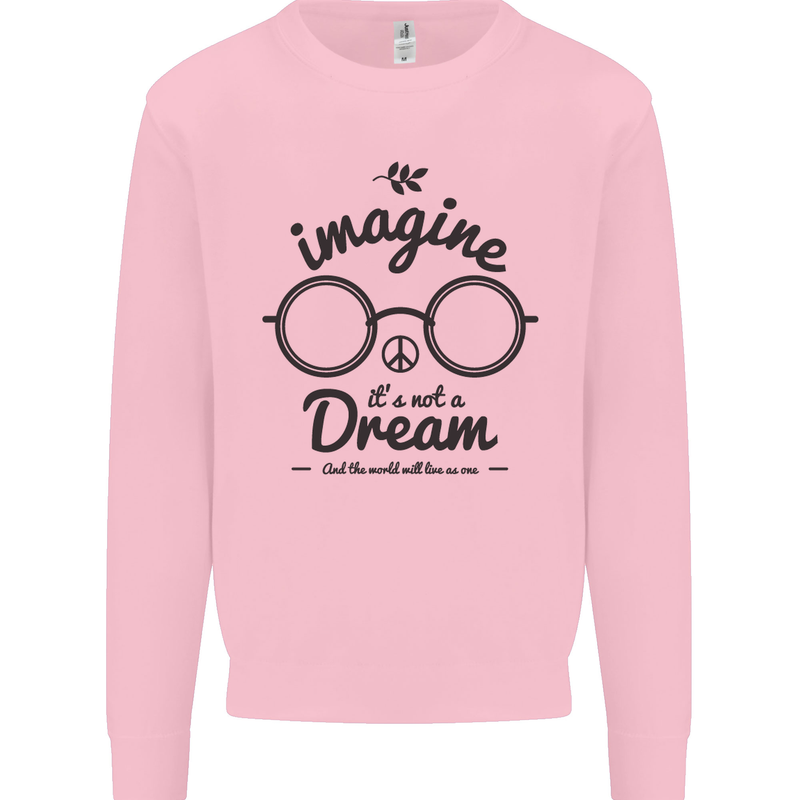 Imagine Its Not a Dream World Peace Hippy Mens Sweatshirt Jumper Light Pink
