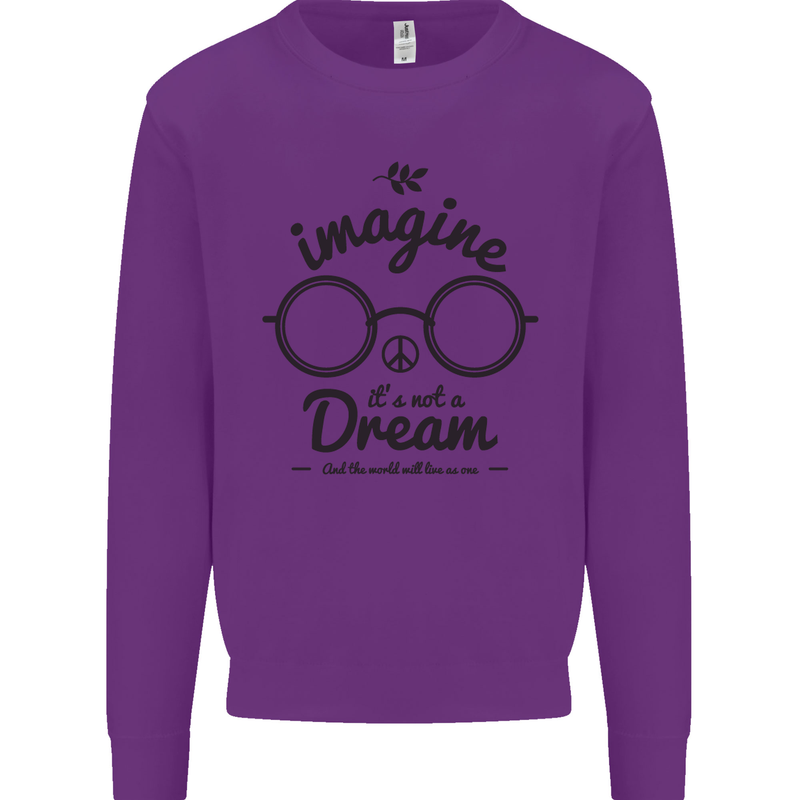 Imagine Its Not a Dream World Peace Hippy Mens Sweatshirt Jumper Purple