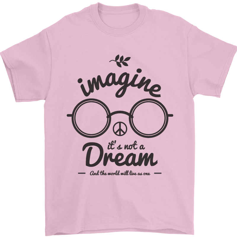 Imagine Its Not a Dream World Peace Hippy Mens T-Shirt Cotton Gildan Light Pink