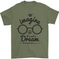 Imagine Its Not a Dream World Peace Hippy Mens T-Shirt Cotton Gildan Military Green