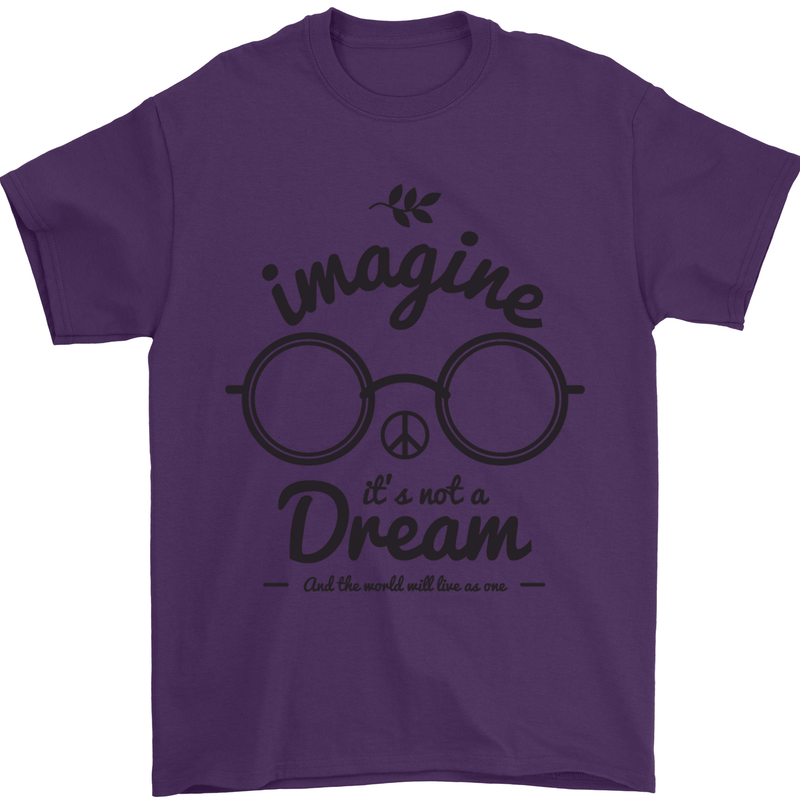 Imagine Its Not a Dream World Peace Hippy Mens T-Shirt Cotton Gildan Purple