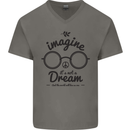 Imagine Its Not a Dream World Peace Hippy Mens V-Neck Cotton T-Shirt Sports Grey