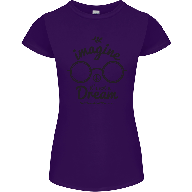 Imagine Its Not a Dream World Peace Hippy Womens Petite Cut T-Shirt Purple