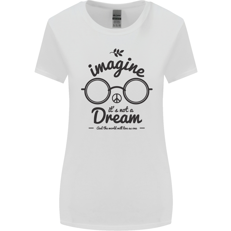 Imagine Its Not a Dream World Peace Hippy Womens Wider Cut T-Shirt White