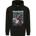 Imagine World Peace Music Guitar Hippy Childrens Kids Hoodie Black