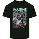 Imagine World Peace Music Guitar Hippy Mens Cotton T-Shirt Tee Top Black
