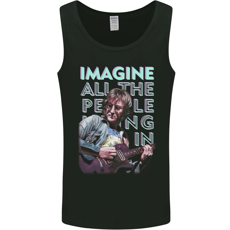 Imagine World Peace Music Guitar Hippy Mens Vest Tank Top Black