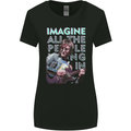 Imagine World Peace Music Guitar Hippy Womens Wider Cut T-Shirt Black