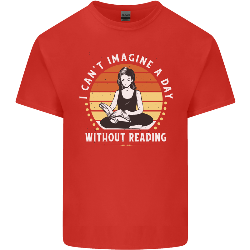 Imagine a Day Without Reading Bookworm Kids T-Shirt Childrens Red