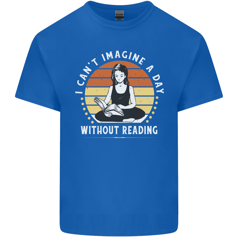 Imagine a Day Without Reading Bookworm Kids T-Shirt Childrens Royal Blue